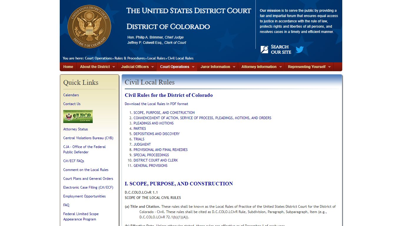 Local Rules of Civil Procedure | US District Court of Colorado